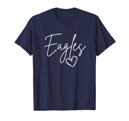 Heart Eagles Mascot School Sports Fan Team For Women Family T-Shirt