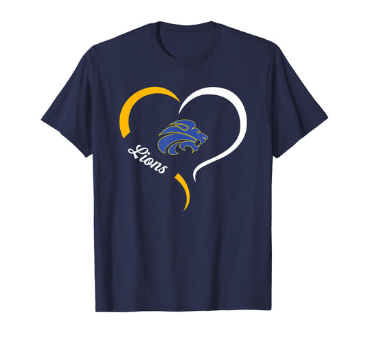 Lewisville Lions Logo Half Heart Slogan HS T-Shirt