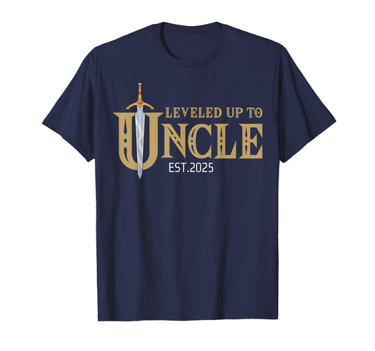 Leveled Up To Uncle Est 2025 Level Unlocked Uncle Gaming T-Shirt