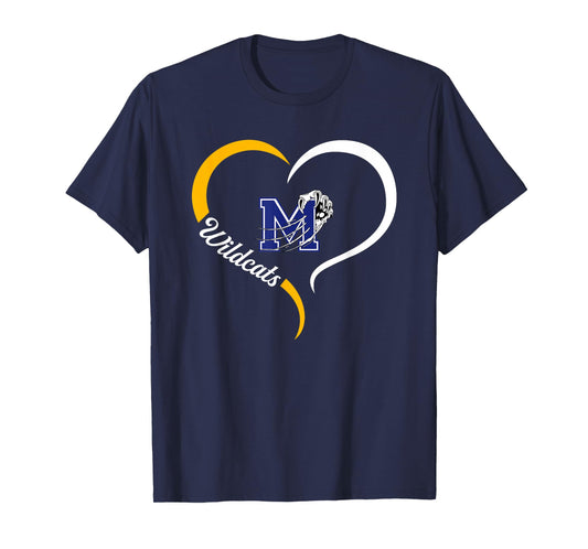 Mattawan Wildcats Logo Half Heart Slogan HS T-Shirt