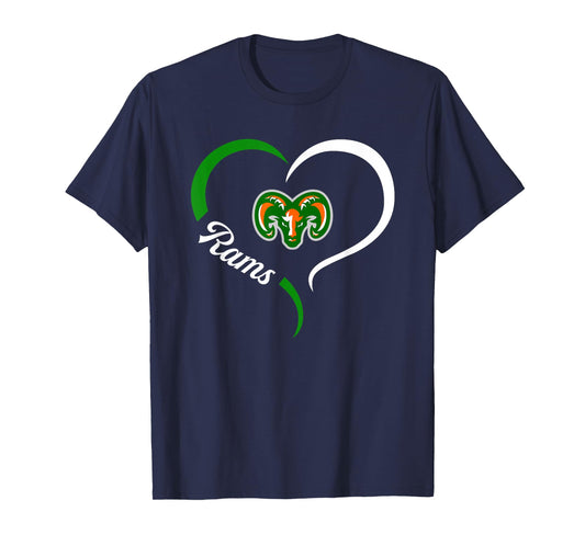 Eastside Rams Logo Half Heart Slogan HS T-Shirt
