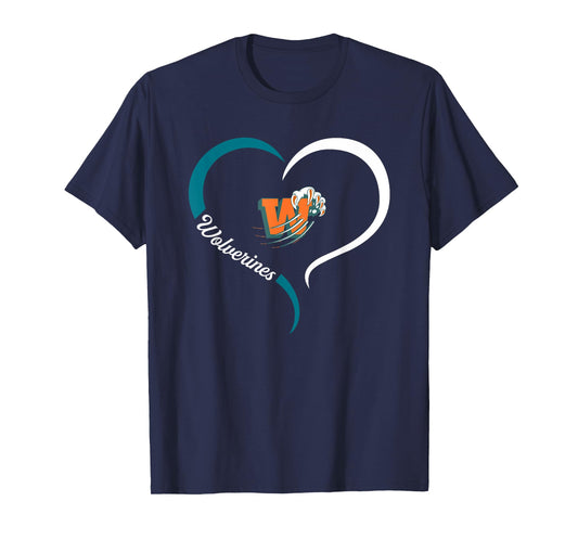 Westlake Wolverines Logo Half Heart Slogan HS T-Shirt