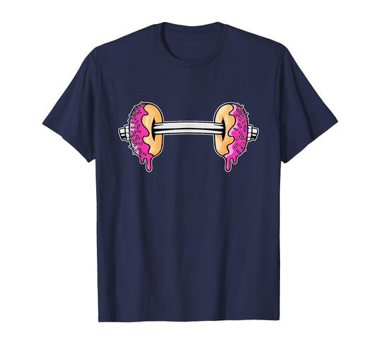 Dumbbells Donuts Day Funny Weightlifting Lover Gym Workout T-Shirt