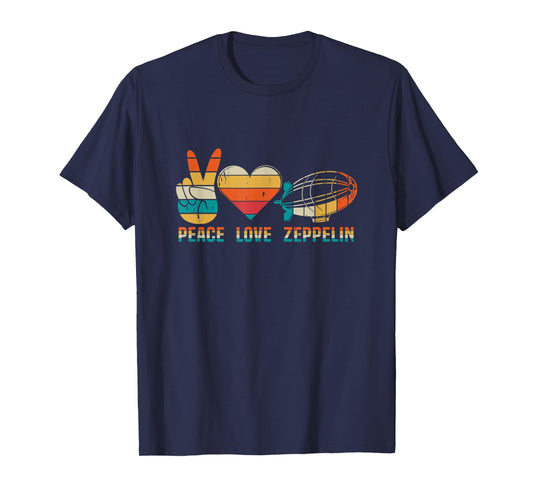 Dirigible Airship Blimp Zepelin Peace Love Zeppelin T-Shirt
