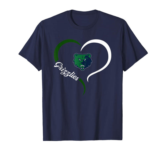 Creekview Grizzlies Logo Half Heart Slogan HS T-Shirt