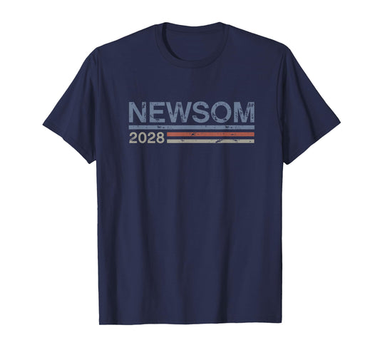 Newsom 2028 Retro Grunge Stripes Vintage Gavin Newsom 2028 T-Shirt
