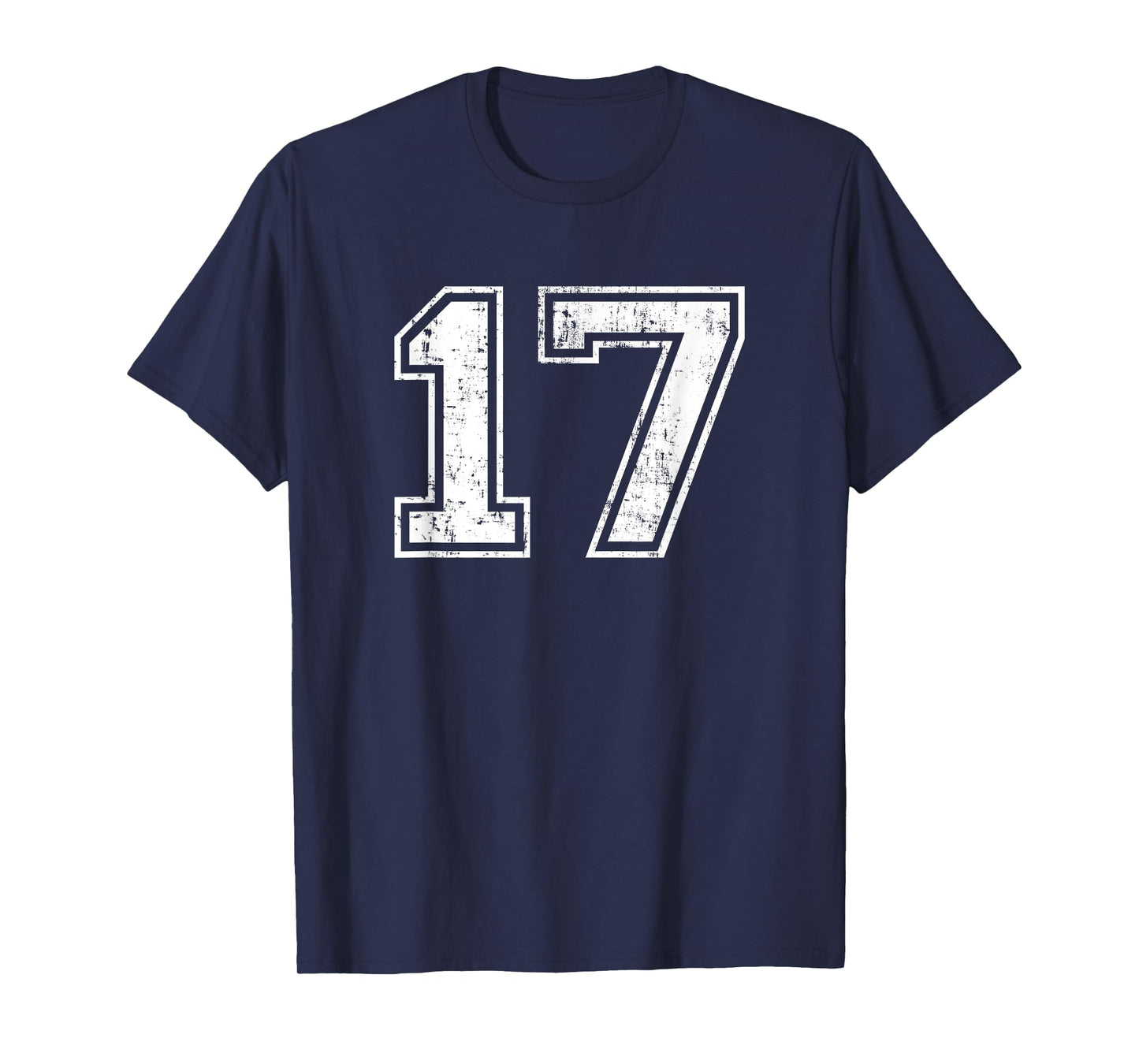 Number 17 Distressed Vintage Seventeen Sports Team Training T-Shirt