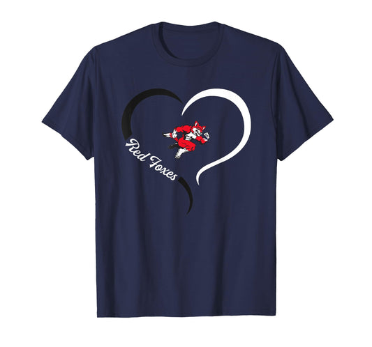 Hartsville Red Foxes Logo Half Heart Slogan HS T-Shirt