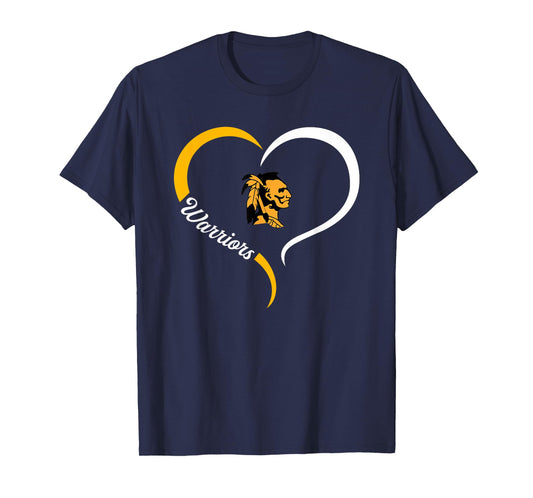 D'Iberville Warriors Logo Half Heart Slogan HS T-Shirt