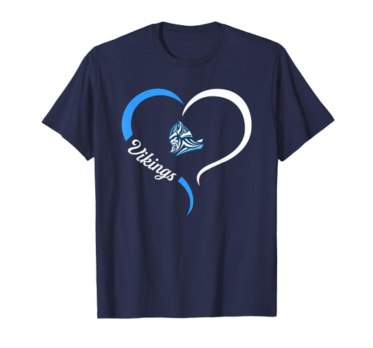 Pleasant Valley Vikings Logo Half Heart Slogan HS T-Shirt