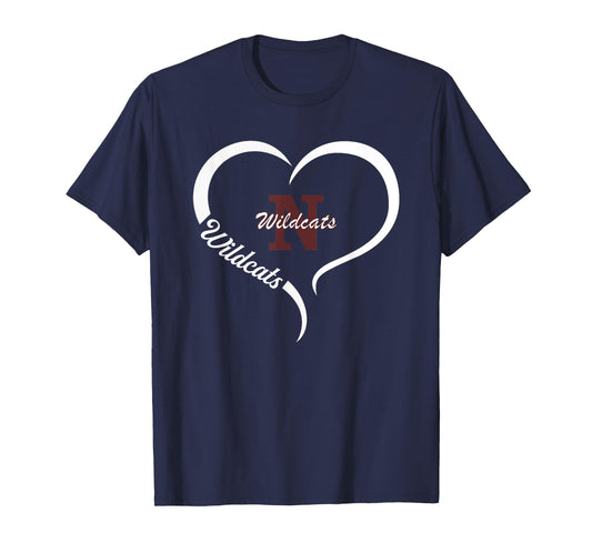Newark Wildcats Logo Half Heart Slogan HS T-Shirt