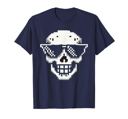 Pixel Cool Skull With Sunglasses Style T-Shirt