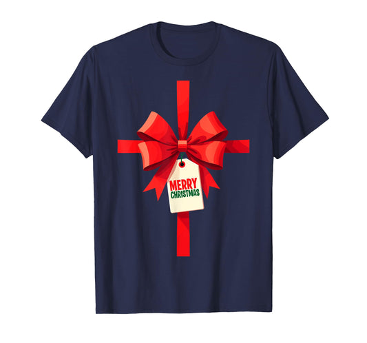 Funny Christmas Bow Xmas Present Costume Merry Christmas T-Shirt