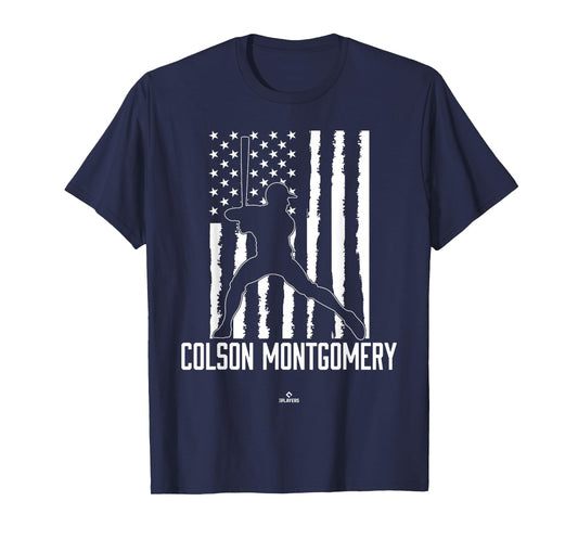 Distressed Flag Swing Colson Montgomery Prospect Baseball T-Shirt