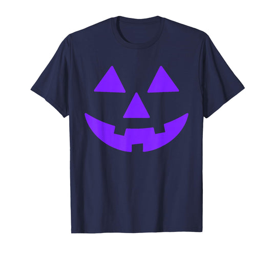 Jack O Lantern Scary Carved Pumpkin Face Halloween Purple T-Shirt
