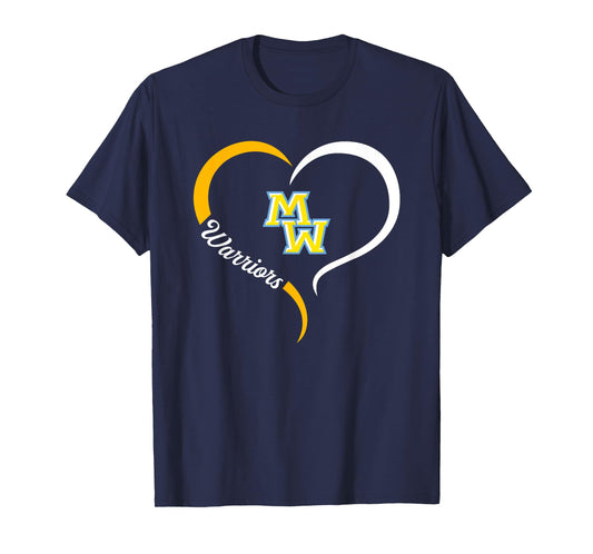 Maine West Warriors Logo Half Heart Slogan HS T-Shirt