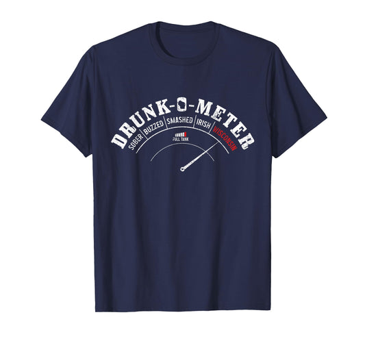 Wisconsin Drunk-O-Meter Funny Drinking Party Pride T-Shirt