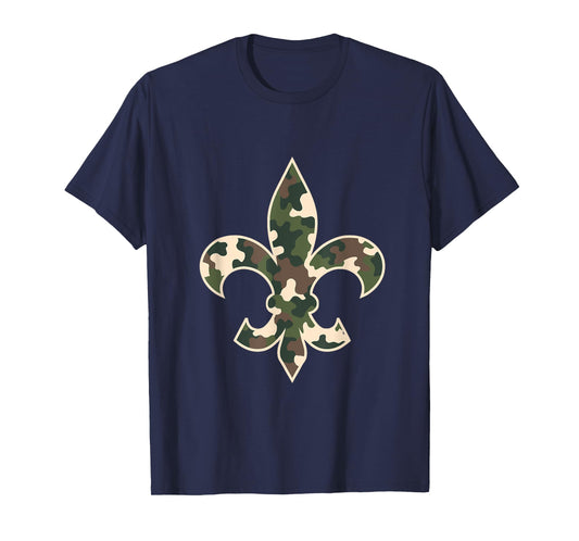 Camouflage Fleur De Lys Camo Mardi Gras Festive New Orleans T-Shirt