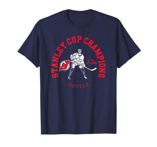 New Jersey Devils Stanley Cup Champions 3-Time Black T-Shirt