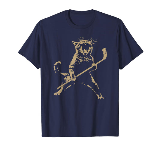 Cat playing ice hockey T-Shirt for Men Women