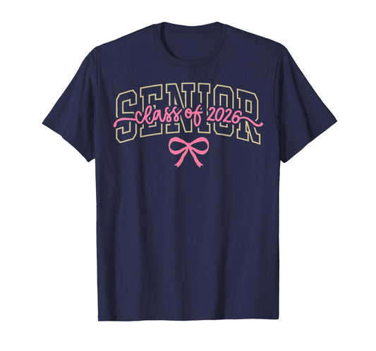 Class of 2026 Pink Coquette Bow Cap Senior 2026 Graduation T-Shirt