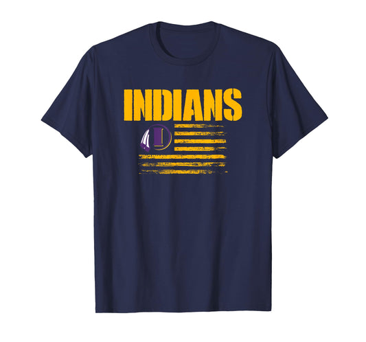 Indianola Indians Logo USA Flag Pride HS T-Shirt