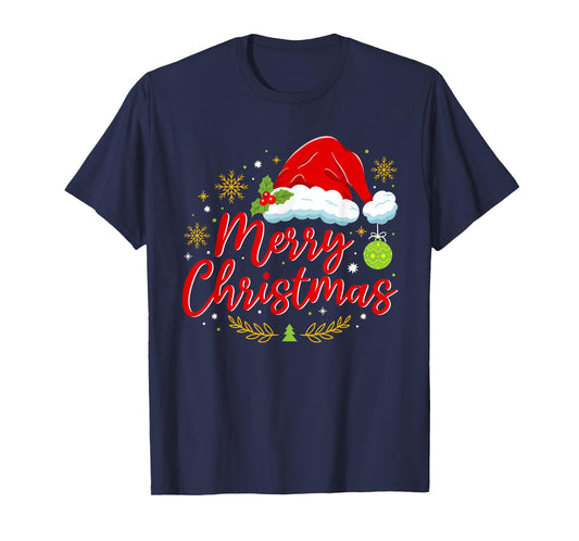 Festive Santa Hat with Holly Merry Christmas Men Women Kids T-Shirt