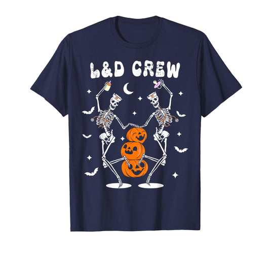 Labor And Delivery Crew Nurse Skeleton Dancing Halloween T-Shirt