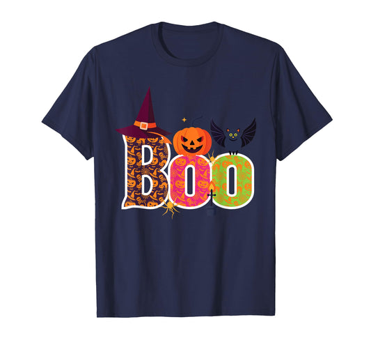 Haunted BOO Halloween Witch Pumpkin Bat Adults Kids T-Shirt