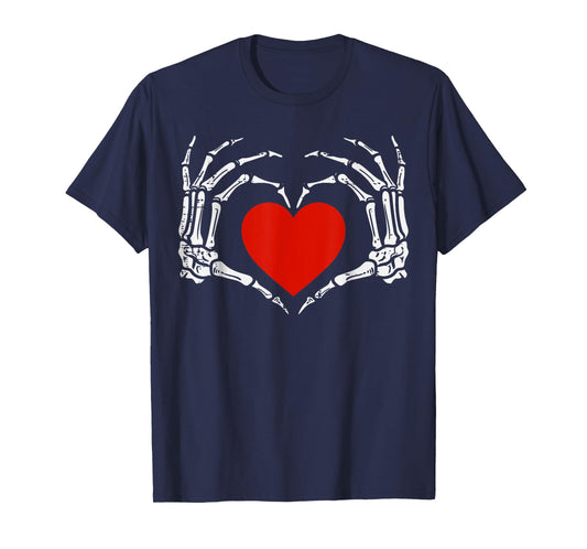 Skeleton Hands love Heart Sign Retro Halloween Costume T-Shirt