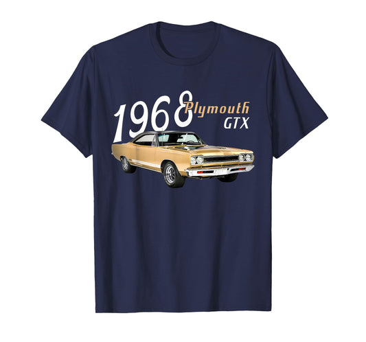 1968 68 Plymouth GTX Classic Vintage Old Car USA Flag T-Shirt