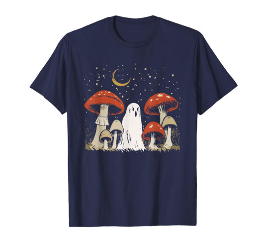 Halloween Mushroom Ghost Vintage Grunge 90 Aesthetic Graphic T-Shirt