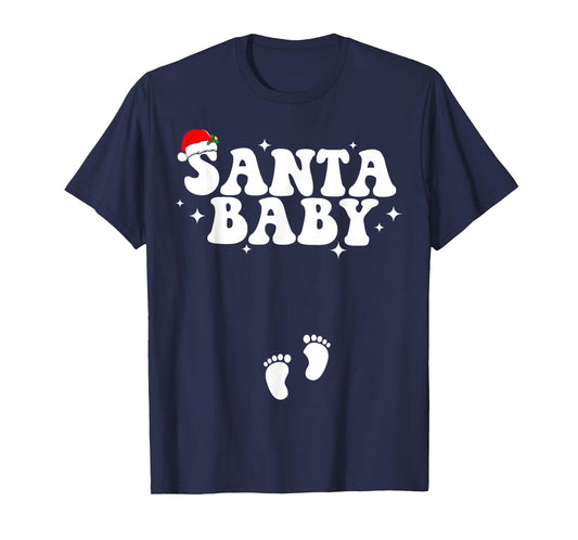 Santa Baby Christmas Pregnancy Announcement Pregnant Holiday T-Shirt