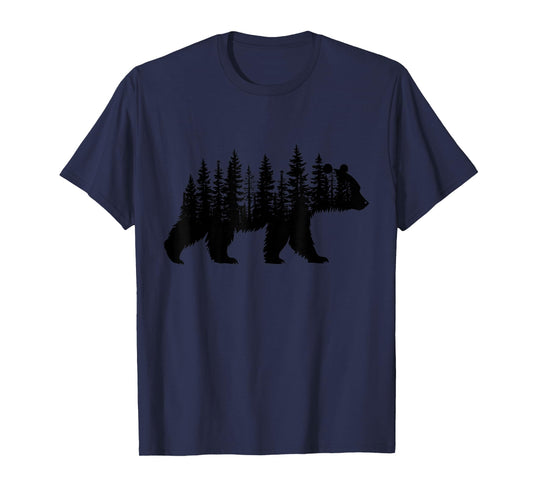Forest Trees Wildlife Animal Retro Outdoor Nature bear Lover T-Shirt