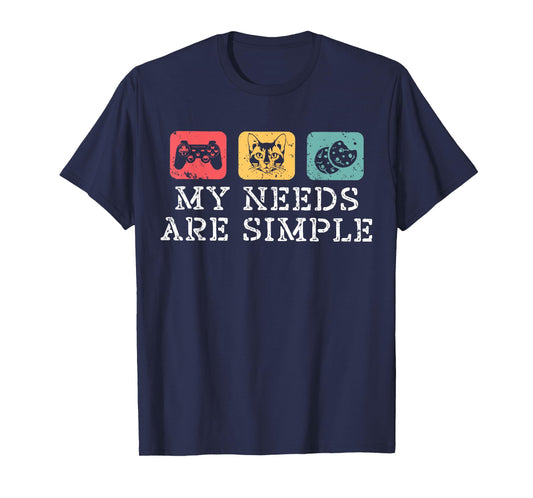 Cats Gaming and Cookies My Needs Are Simple Funny Cat Gamer T-Shirt