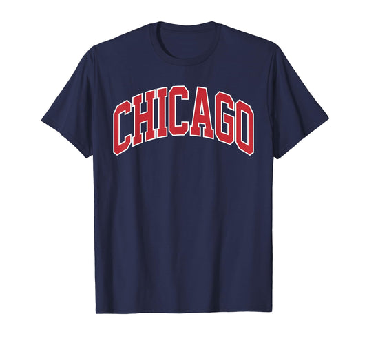 Retro Chicago Throwback Classic Chicago Men Women Red Blue T-Shirt
