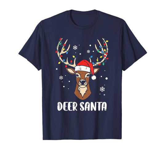 Deer Santa Reindeer Funny Christmas Pun Men Women Kids T-Shirt
