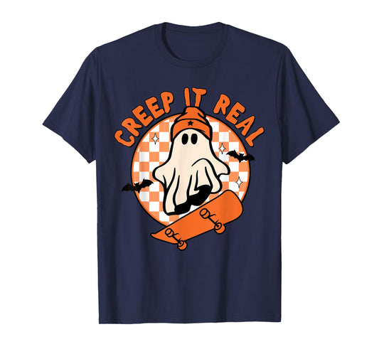 Vintage Retro Halloween Creep It Real Ghost Boy Fall Season T-Shirt