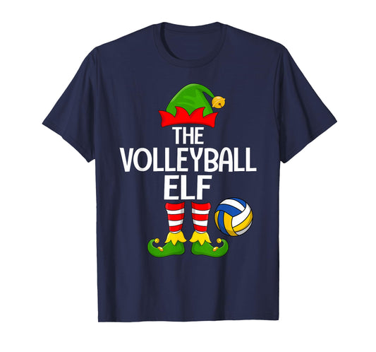 Volleyball Elf Xmas Matching Family Elf Squad Christmas T-Shirt