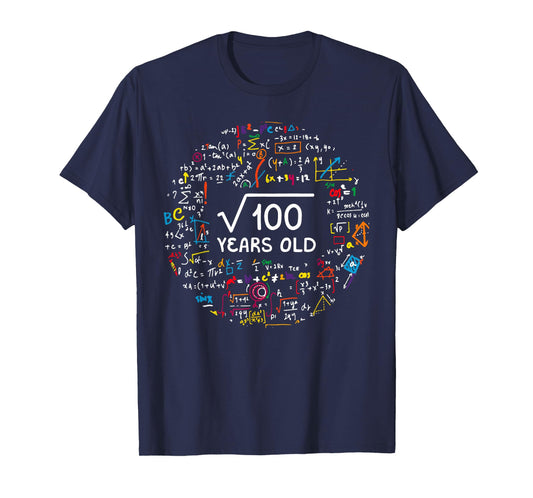 Square Root Of 100 10th Birthday 10 Year Old Gifts Math Bday T-Shirt