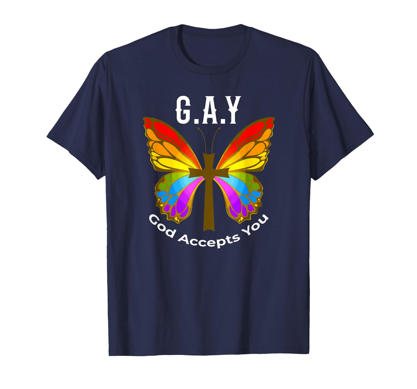 God Accepts You Gay Christian Pride Flag Rainbow Butterfly T-Shirt