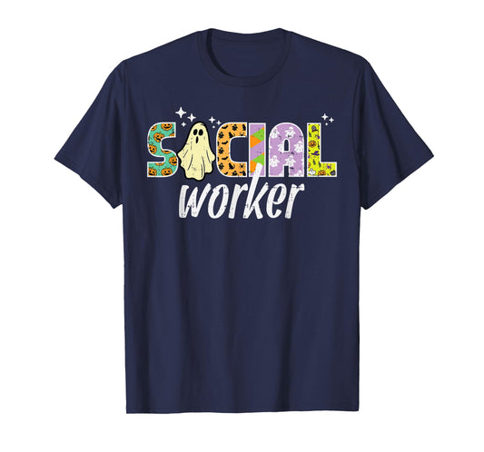 Halloween Social Worker Ghost Advocate Costume Women Men T-Shirt