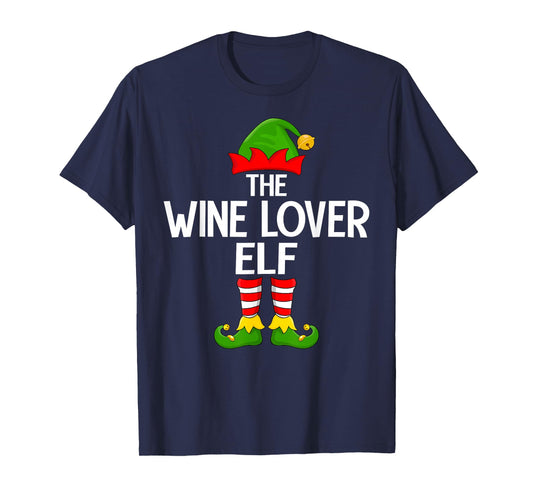 Wine Lover Elf Xmas Matching Family Elf Squad Christmas T-Shirt