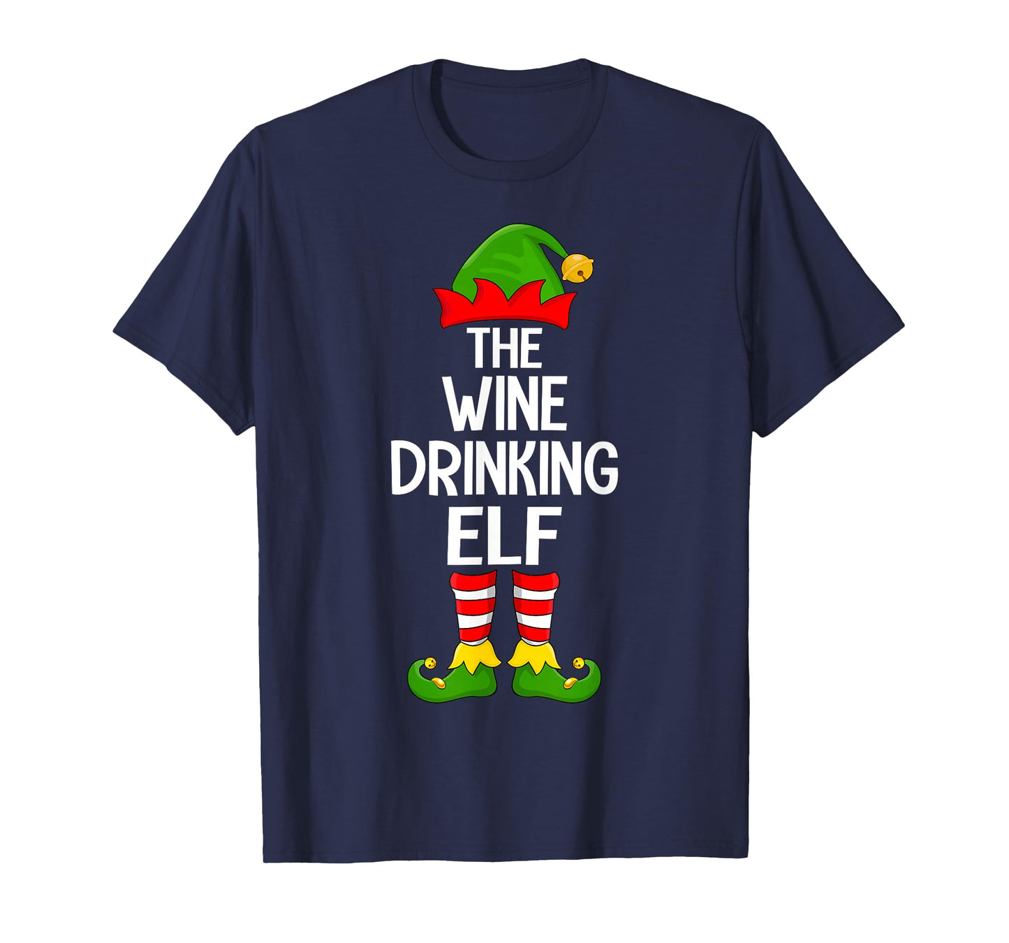 Wine Drinking Elf Xmas Matching Family Elf Squad Christmas T-Shirt