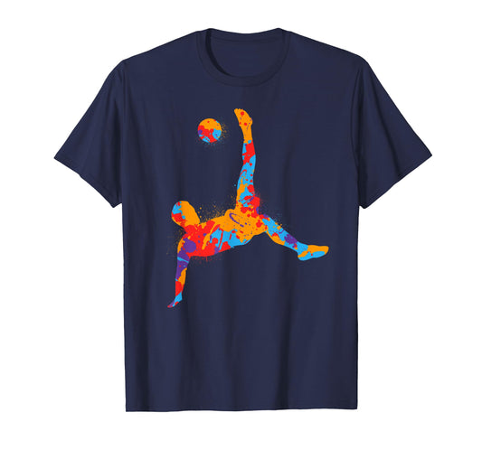 Colorful Soccer Player Sports Kids Boys Men Soccer T-Shirt