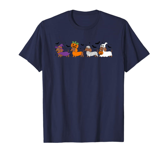 Dachshund Halloween Witch Pumpkin Mummy Ghost T-Shirt