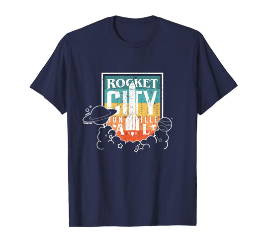 Huntsville Rocket City Alabama Space Moon Retro Aerospace T-Shirt