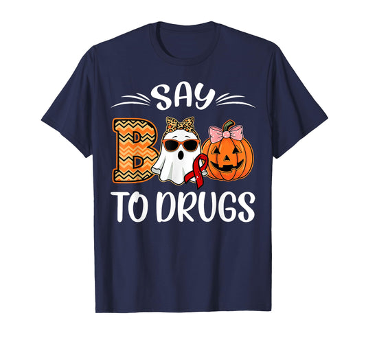 Say Boo To Drugs Red Ribbon Week Awareness Funny Halloween T-Shirt