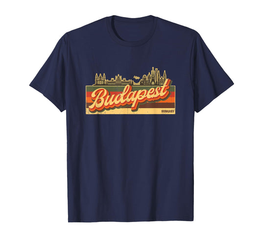 Budapest Skyline & Hungary Retro Stripes - Hungarian Pride T-Shirt