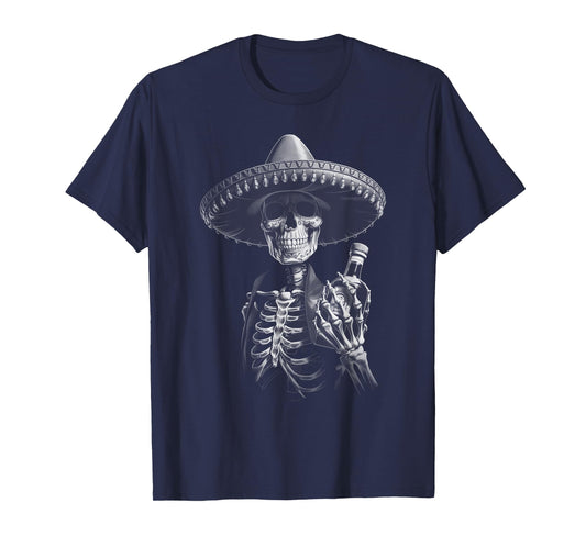 Vintage Mariachi Skeleton Charro Mexican Tequila Party T-Shirt